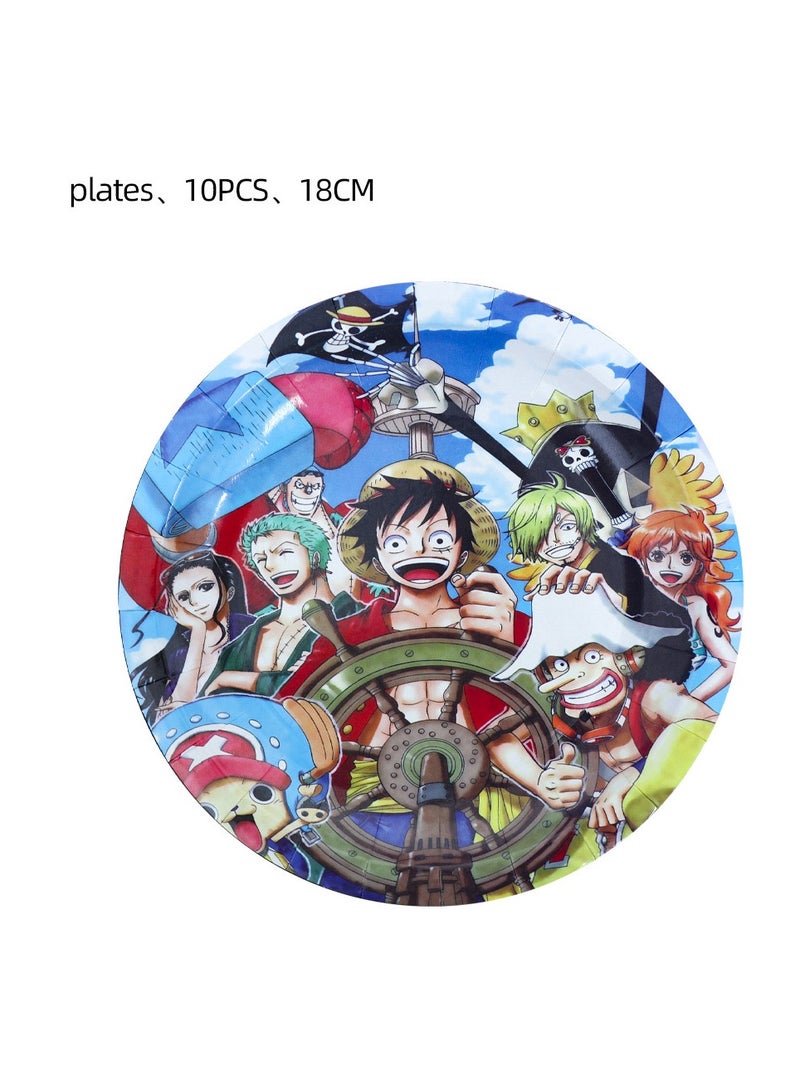 73Hours Anime One Piece theme birthday party decorations  disposable paper cups paper plates banner tableware set for kids party supplies - Image 2