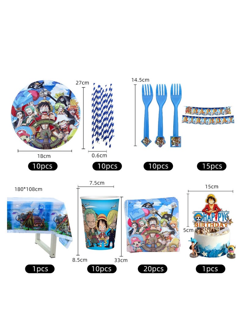 73Hours Anime One Piece theme birthday party decorations  disposable paper cups paper plates banner tableware set for kids party supplies - Image 1