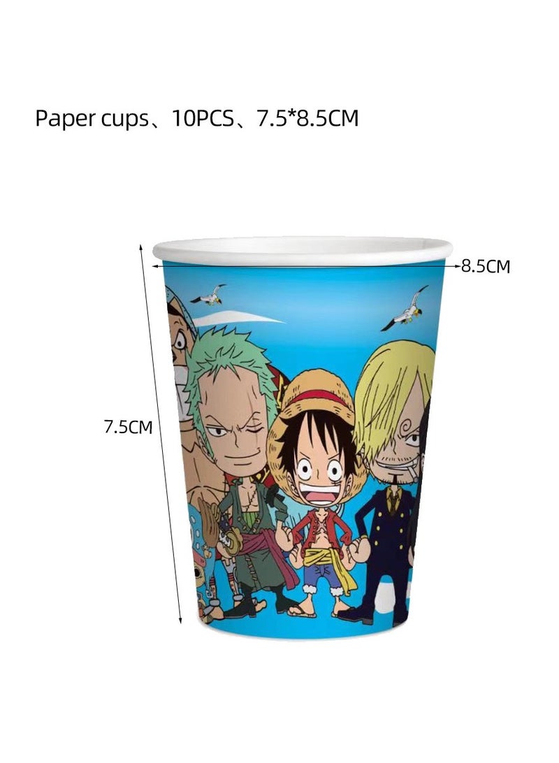 73Hours Anime One Piece theme birthday party decorations  disposable paper cups paper plates banner tableware set for kids party supplies - Image 3