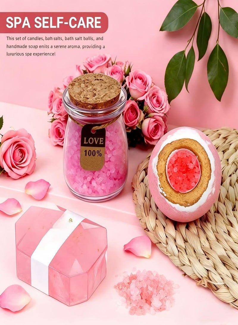 Nestvel Pink Spa Gift Set，Relaxing Self Care Gift Box with Eye Mask，Candle，Bath Bomb，Wine Tumbler，The Best Present Choice for a Lady's Birthday Gift, Valentine's Day Gift, Ramadan Gift, and Wedding Anniversary. - Image 4