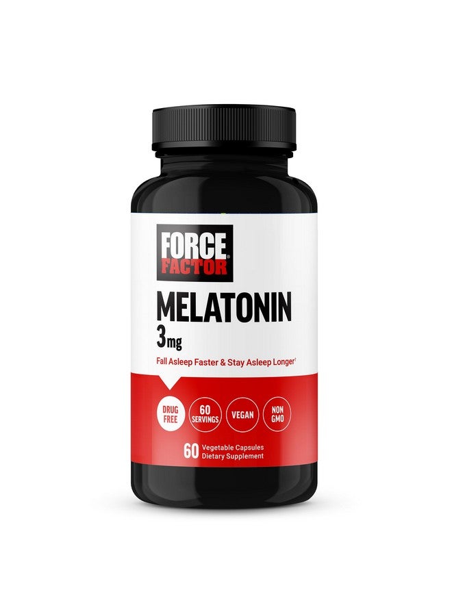 FORCE FACTOR Melatonin 3mg, Drug-Free Supplement, Vegan, Non-GMO, 60 Vegetable Capsules - Image 1