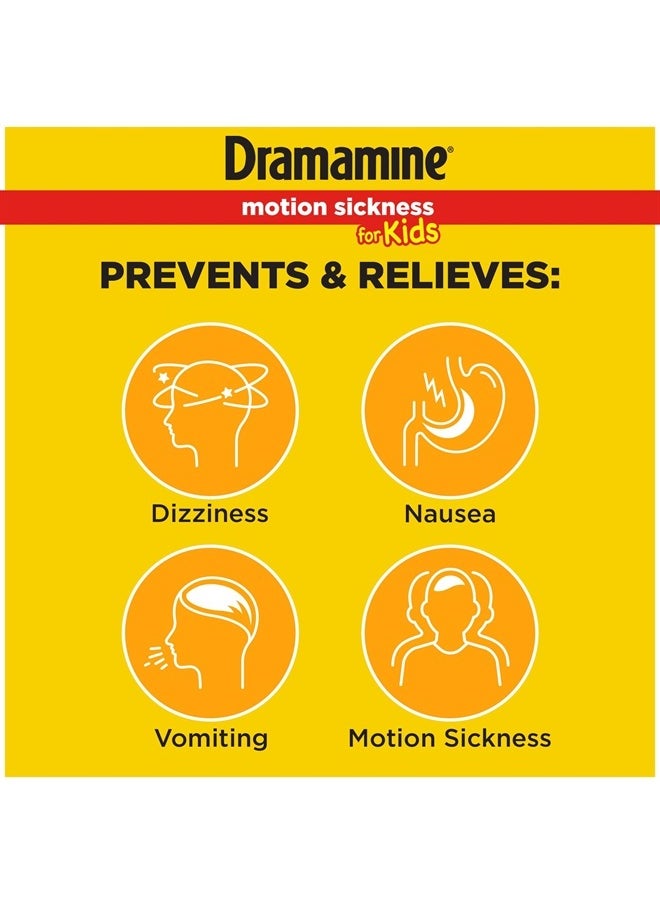 Dramamine - Kids Chewable, Motion Sickness Relief, Grape Flavor, 8 Count, 3 Pack - Image 1