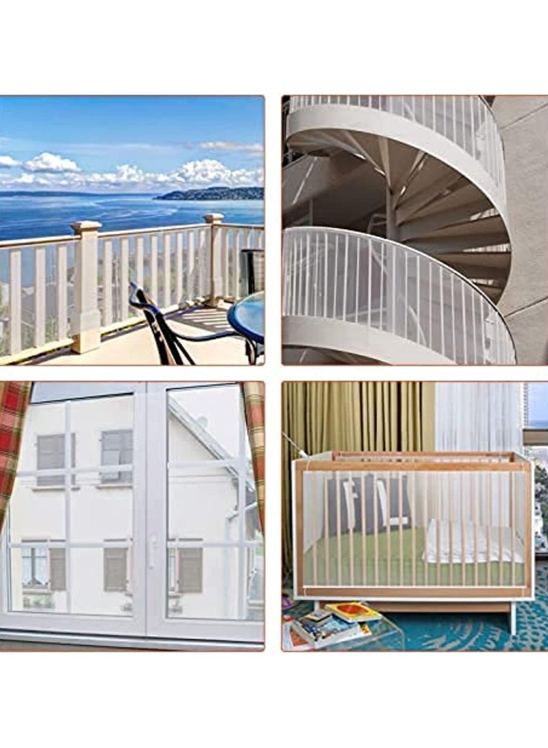Child/Pet Safety Net,Durable Banister Guards for Kids Safety for Indoor Stairs Rails Cribs Balcony, Easy to Install and Use for Kids Pets Toys Safety with More Ties (White) - Image 4