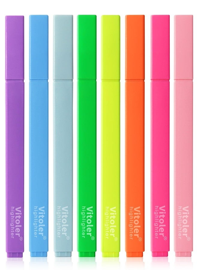 Vitoler Highlighters Assorted Colors,8pcs Chisel Tip Cute Highlighters, Cute High lighters No Bleed for School Office Supplies - Image 1