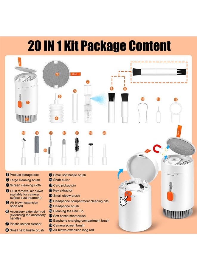 Cleaner Kit For Laptop Phone Screen , Computer Keyboard Brush Cleaning Spray, 20-In-1 Electronic Device Clean Tool For Camera Pc Monitor Earbud Tv Tablet Car Screens