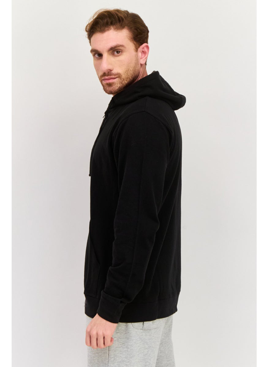 Burnside Men Hooded Plain Long Sleeves Sweatshirt, Black  - Image 4