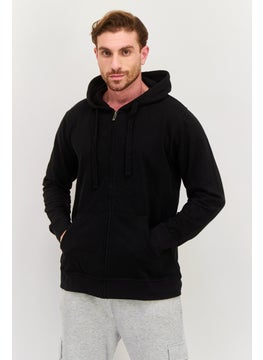 Burnside Men Hooded Plain Long Sleeves Sweatshirt, Black  - Image 1