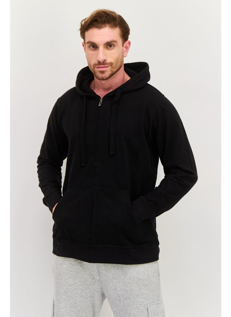 Burnside Men Hooded Plain Long Sleeves Sweatshirt, Black  - Image 1