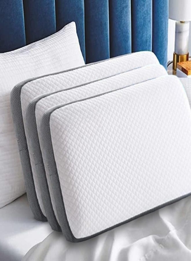 CUSHIO Memory Foam Pillow | Size 24"x16"x4" (Set of 3) Orthopedic & Cervical Pillow for Relieving Neck & Shoulder Pain with Free Pillow Cover (White & Grey) - Image 1