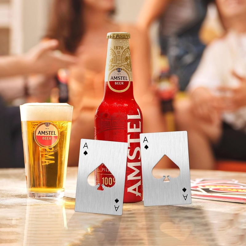 Airoads Ace Of Spades Bottle Opener Credit Card Size Pocker Cap Opener Portable Stainless Steel Can Opener (4 Pack Silver) - Image 5