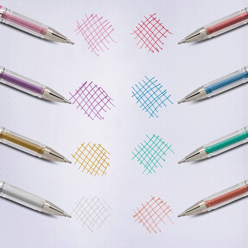 Pentel Arts Slicci Metallic 0.8 mm Needle Tip Gel Pen, Assorted Colors, 3 Pack (BG208BP3M) - Image 3