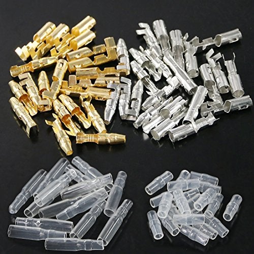 Glarks 240Pcs 3.9mm Brass Male and Female Bullet Terminals Wire Connector Block with Insulating Sleeves for Car Truck Motorcycle Bike - Image 4
