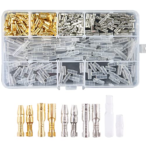 Glarks 240Pcs 3.9mm Brass Male and Female Bullet Terminals Wire Connector Block with Insulating Sleeves for Car Truck Motorcycle Bike - Image 1