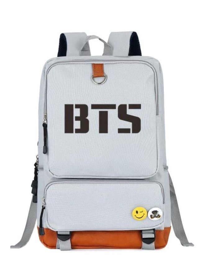 NIBEMINENT Korean BTS Causel Backpack Grey/Orange/Black 