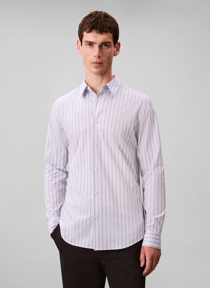 CALVIN KLEIN Long Sleeve Stripe Slim Fit Shirt