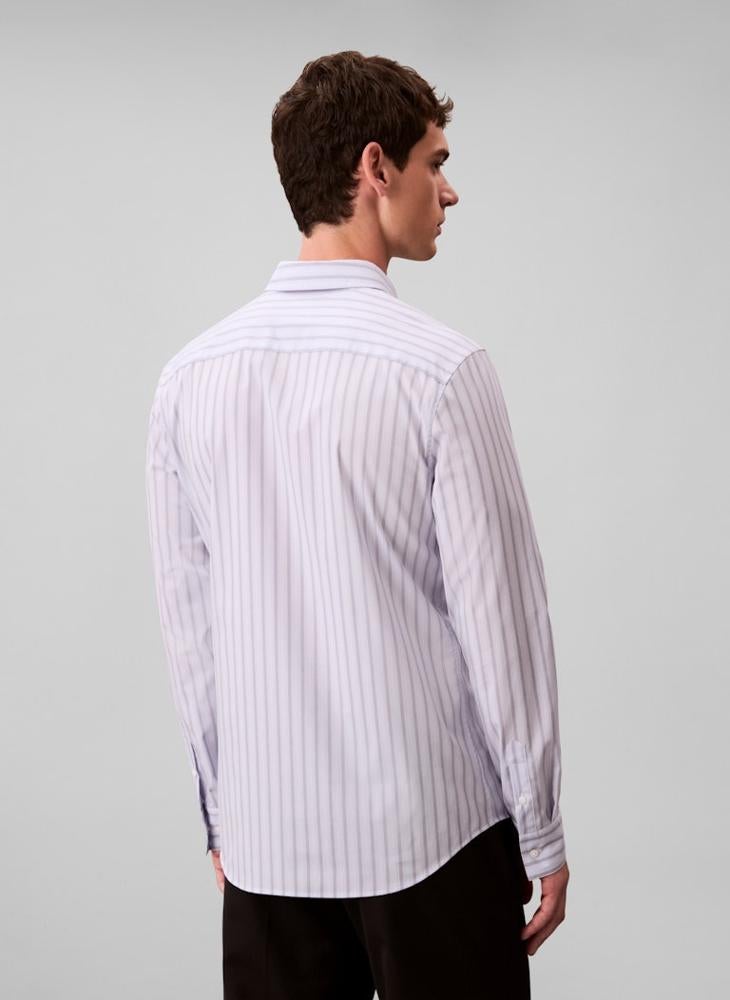 كالفن كلاين قميص بأكمام طويلة مخطط بقصة ضيقة - Image 2