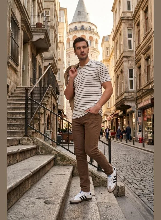 Buratti Buratti Striped Short-Sleeve Button-Down Polo T-Shirt Men's POLO T-SHIRT 5904026