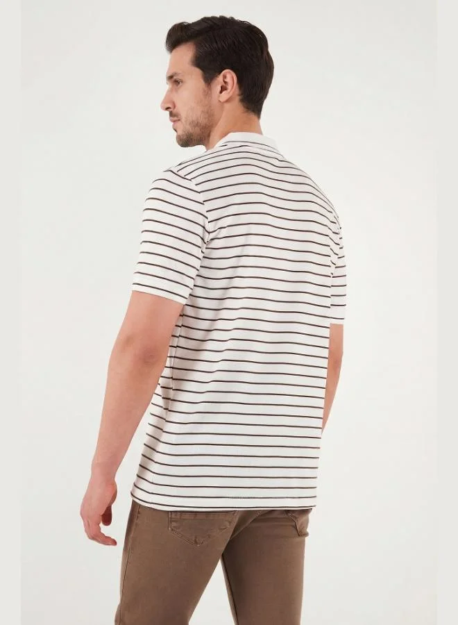 Buratti  Buratti Striped Short-Sleeve Button-Down Polo T-Shirt Men's POLO T-SHIRT 5904026 for Men | Best Price UAE