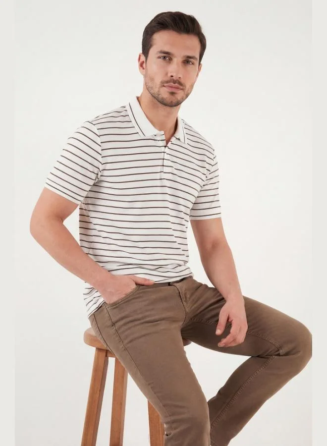 Buratti  Buratti Striped Short-Sleeve Button-Down Polo T-Shirt Men's POLO T-SHIRT 5904026 for Men | Best Price UAE