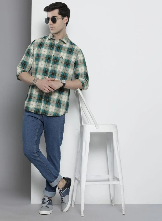 The Indian Garage Co Men Regular Fit Checkered Full Sleeves Spread Collar Casual Shirt