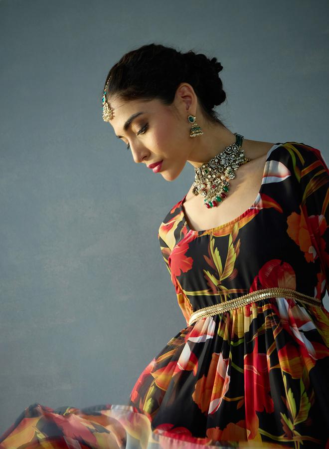 SASSAFRAS Floral Print Round Neck Tiered Kurta - Image 2