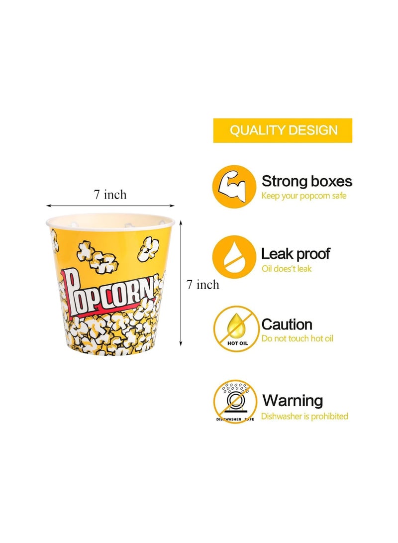 Tebery 12 Pack Plastic Popcorn Containers Reusable Popcorn Bucket Tub for Movie Night - 7 x 7 Inches yellow - Image 2
