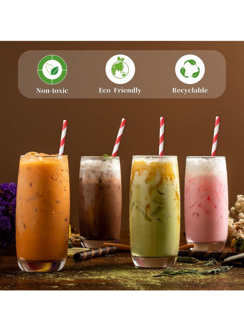 100 قطعة القش الورقية ذات الخطوط الحمراء القابلة للتصرف ، القش الزخرفي الحزب كوكتيل شراب القش السائبة للشرب الحرف اليدوية عيد الميلاد حفل الزفاف الديكورات الإمدادات - Image 3