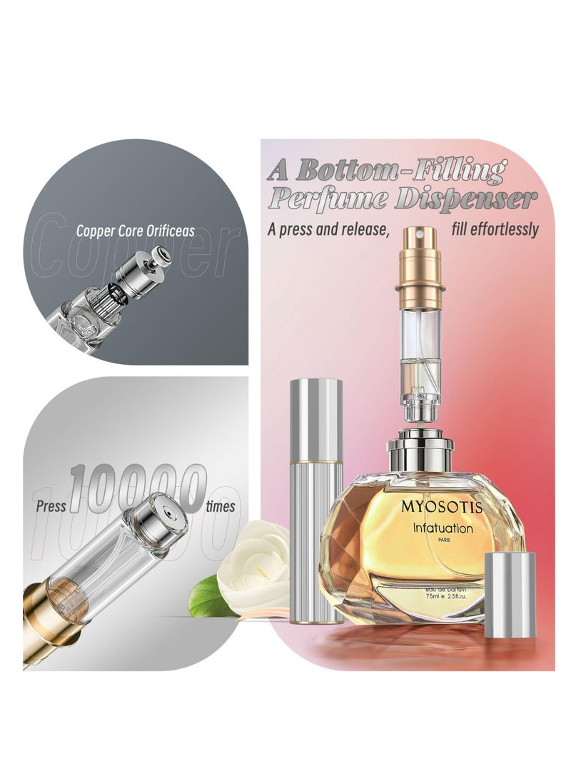 Excefore Perfume Travel Refillable Bottle, 5ml Atomizer Perfume Spray Bottle for Travel, Bottom-Filling Fragrances Perfumes Atomizer, Empty Travel Cologne Sprayer Bottles Refillable (Silver) - Image 4