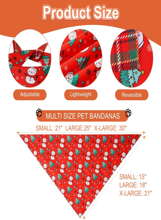Agroon Christmas Dog Bandanas Large 2PCS, 4 Pattern Holiday Plaid Scarf for Boy and Girl, Triangle Reversible Bibs Breed for Puppy Pets - Image 3