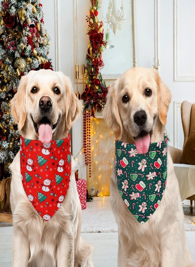Agroon Christmas Dog Bandanas Large 2PCS, 4 Pattern Holiday Plaid Scarf for Boy and Girl, Triangle Reversible Bibs Breed for Puppy Pets - Image 5