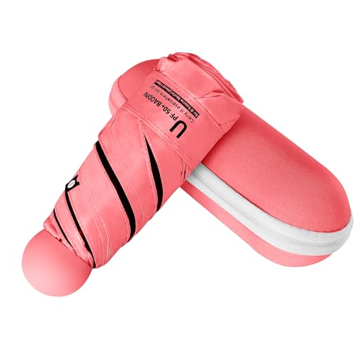 BAODINI Travel Essentials Mini Umbrella for Purse With Case Small Compact UV Sun Protection Lightweight Tiny Pocket Manual Open Close Umbrella for Women Kids and Men Fit Purse Backpack - Image 1
