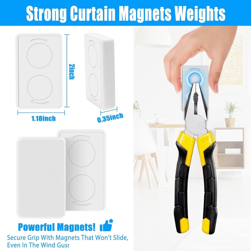ANGAR 18pcs Outdoor Curtain Weights, Waterproof Magnetic Curtain Weights, Heavy Drapery Weights Bottom, Weighted Magnets for Heavy Wind, Shower Curtain, Garden Flag, Tablecloth (White) - Image 3