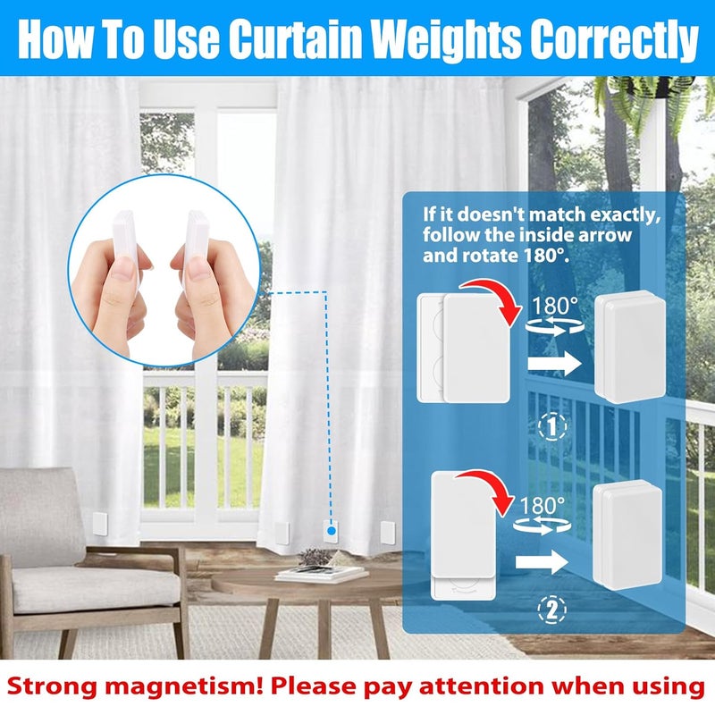 ANGAR 18pcs Outdoor Curtain Weights, Waterproof Magnetic Curtain Weights, Heavy Drapery Weights Bottom, Weighted Magnets for Heavy Wind, Shower Curtain, Garden Flag, Tablecloth (White) - Image 5