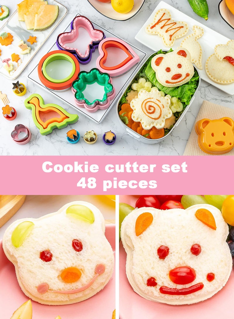HomarKet 48 PCS Sandwich Cutter and Sealer Set for Kids, Decruster Sandwich Maker Holiday Cookie Cutters Fruit Vegetable Food Cutter Shapes for Boy & Girls Bento Lunch Box w/Mickey Mouse Dinosaur Unicorn Heart - Image 3