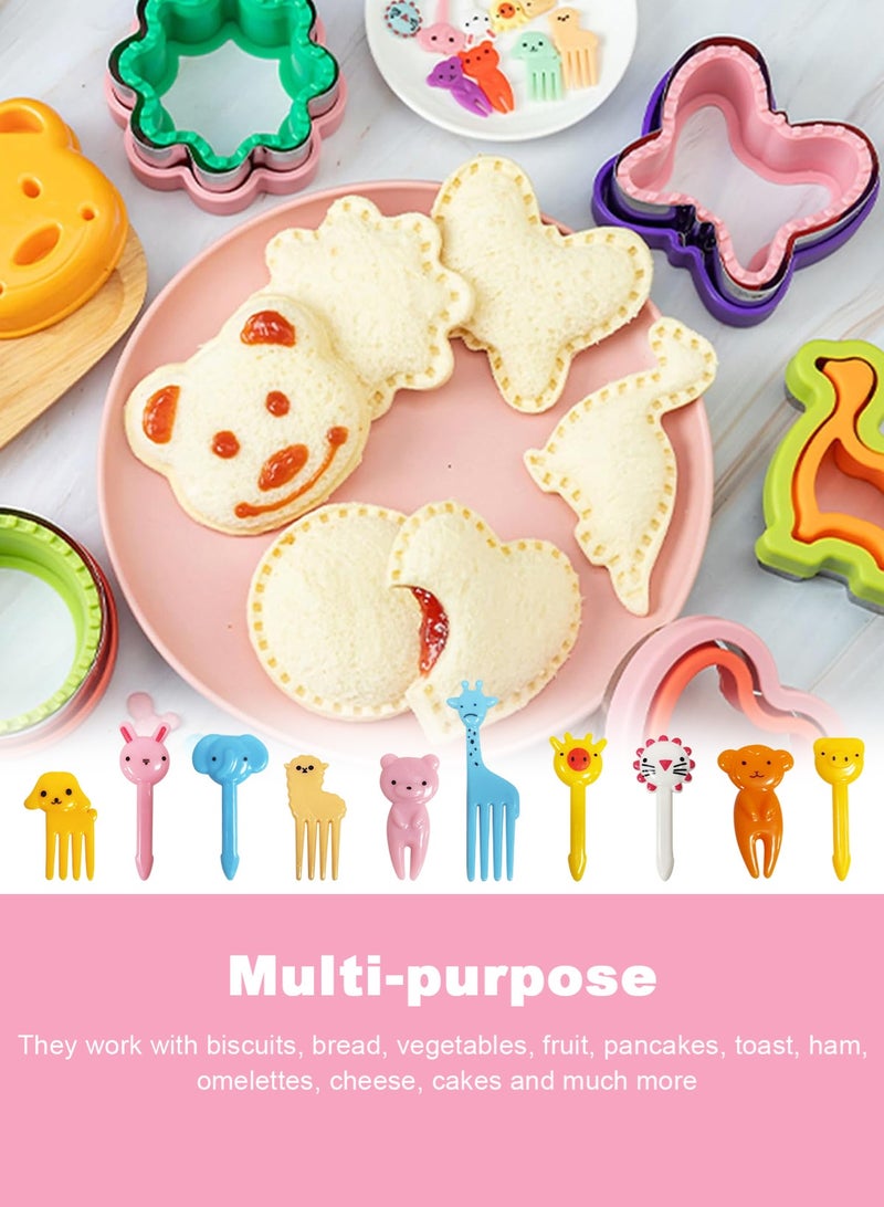 HomarKet 48 PCS Sandwich Cutter and Sealer Set for Kids, Decruster Sandwich Maker Holiday Cookie Cutters Fruit Vegetable Food Cutter Shapes for Boy & Girls Bento Lunch Box w/Mickey Mouse Dinosaur Unicorn Heart - Image 5