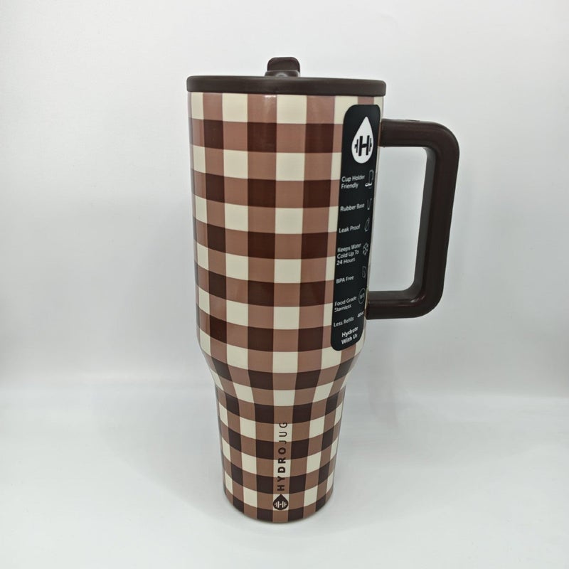32OZ/40OZ Large Capacity Insulated Car Cup with Handle and Leak-Proof Lid, 304 Stainless Steel Thermal Tumbler, Red Strawberry