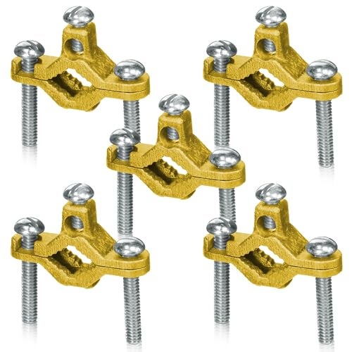 OHLECTRIC Direct Burial Copper Ground Pipe Clamps 1Screw Thread 516x18 25 Wire Range Ideal for Connecting Grounding Electrodes to Copper Tubing Direct Burial Electrical pipe Pack 5 - Image 1