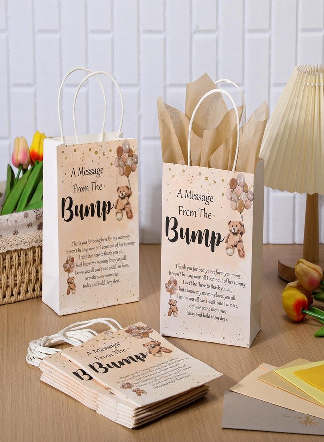 Resurhang 50 Sets Gift Bag for Baby Shower 50 Bear Baby Shower Goodie Bags Bear Paper Bag with Handles and Tissue Paper Baby Shower Party Favor Bags for Guests Gender Reveal Return Gift (Brown) - Image 5