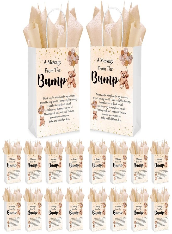 Resurhang 50 Sets Gift Bag for Baby Shower 50 Bear Baby Shower Goodie Bags Bear Paper Bag with Handles and Tissue Paper Baby Shower Party Favor Bags for Guests Gender Reveal Return Gift (Brown) - Image 1