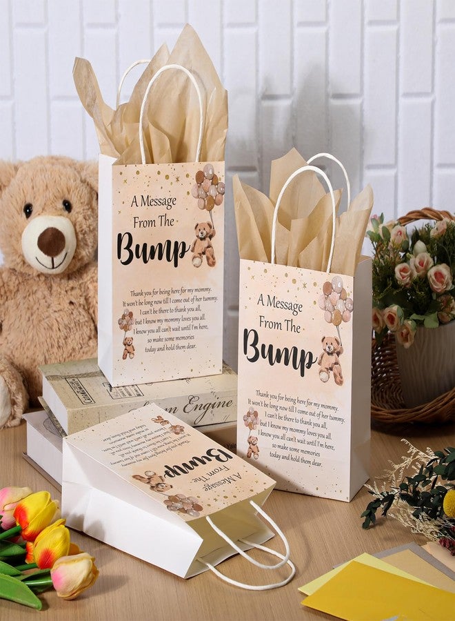 Resurhang 50 Sets Gift Bag for Baby Shower 50 Bear Baby Shower Goodie Bags Bear Paper Bag with Handles and Tissue Paper Baby Shower Party Favor Bags for Guests Gender Reveal Return Gift (Brown) - Image 4