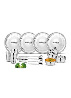 KITCHEN CLUE KITCHEN CLUE Stainless Steel Dinner Set for Kitchen (Set of 16 Pieces) Dinner Plates Thali Set - Heavy Guage Steel Kitchen Set for Home  - Image 1