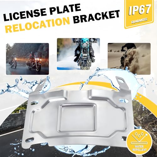 KOONDHEEND License Plate Relocation Bracket For Harley-Davidson | Fits 1986-2023 Harley Electra Glide/Road King/Softail/Touring | Silver Aluminum | Rear Lower Position | Custom Style - Image 5