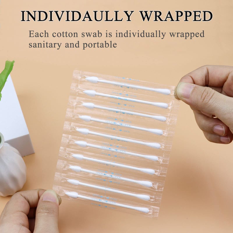 Sppry Cotton Swabs - Individually Wrapped Double Tipped Paper Sticks for Ear, Make-up, 100 Count (White, Round/Pointed End) - Image 2