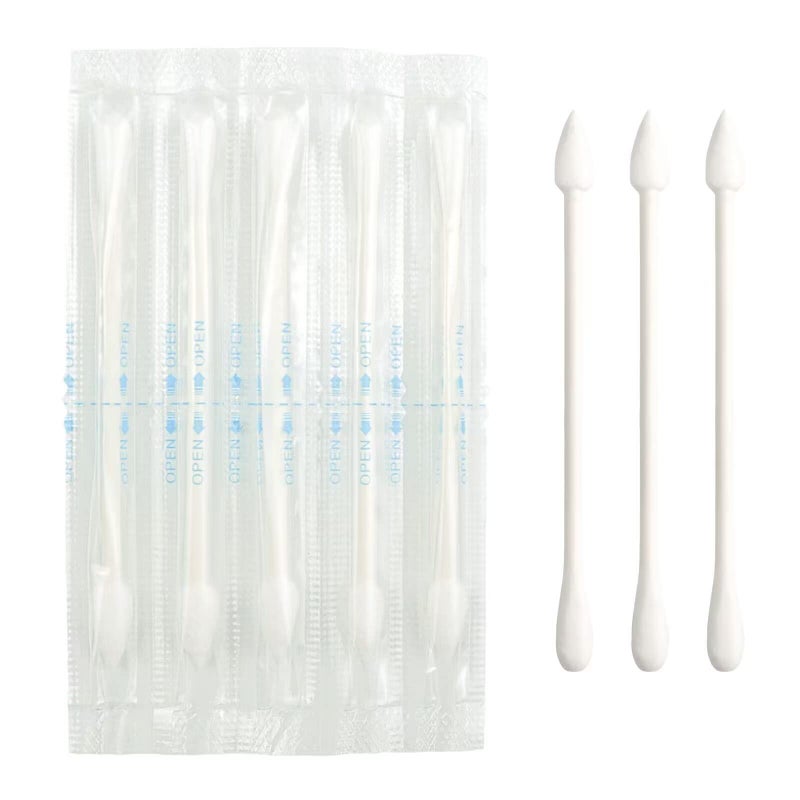 Sppry Cotton Swabs - Individually Wrapped Double Tipped Paper Sticks for Ear, Make-up, 100 Count (White, Round/Pointed End) - Image 1