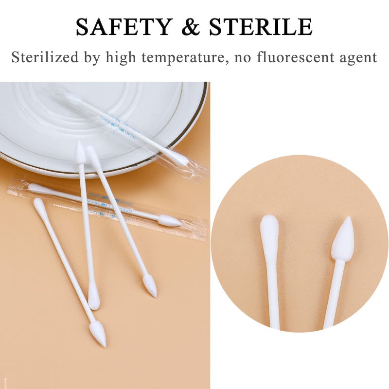 Sppry Cotton Swabs - Individually Wrapped Double Tipped Paper Sticks for Ear, Make-up, 100 Count (White, Round/Pointed End) - Image 3