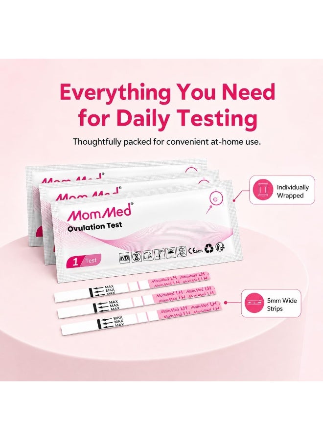 MOMMED Ovulation Test Strips, 50 LH Ovulation Predictor Kit with Free 50 Collection Cups, Accurately Track Ovulation Test, High Sensitivity Result for Women Home Testing - Image 5