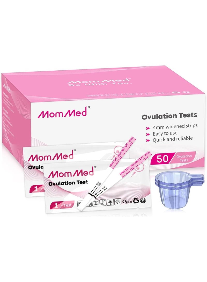 MOMMED Ovulation Test Strips, 50 LH Ovulation Predictor Kit with Free 50 Collection Cups, Accurately Track Ovulation Test, High Sensitivity Result for Women Home Testing - Image 1