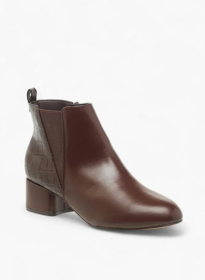 Women Textured Block Heel Ankle Boots