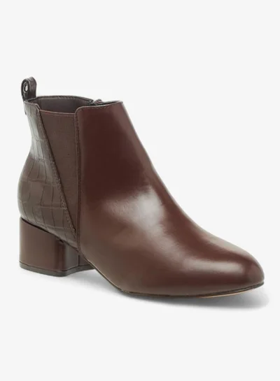 Flora Bella By Shoexpress Women Textured Block Heel Ankle Boots