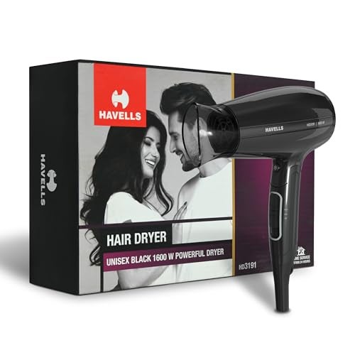 Havells 1600W Unisex Foldable Hair Dryer|2 Heat Settings With Cool Shot (Hot/Warm)|Heat Balance Technology|Midnight Black|Your Perfect Blow Dry Companion For Effortless Hair Styling|Hd3191-1600 Watts - Image 1
